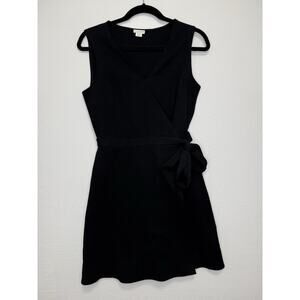 J. by J. Crew Black Sleeveless V-Neck Ponte Wrap Dress XS